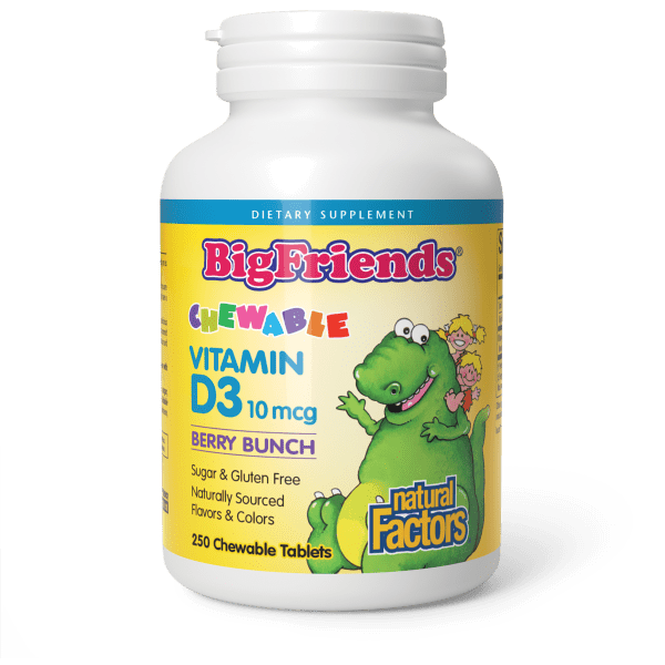 Vitamin D3 10 mcg (400 IU) 250 Chewable Tablets Strawberry, image-hi-res