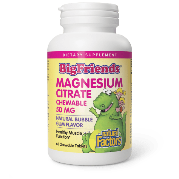Magnesium Citrate 50 mg 60 Chewable Tablets Natural Bubble Gum, image-hi-res
