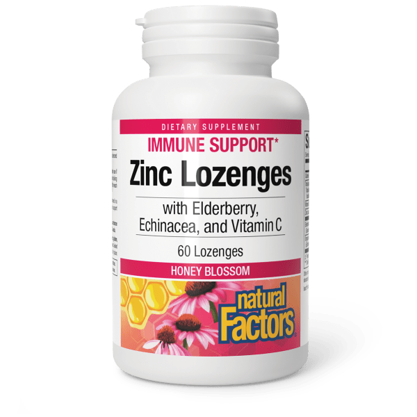Zinc Lozenges with Elderberry, Echinacea, and Vitamin C 60 Lozenges Honey Blossom, image-hi-res
