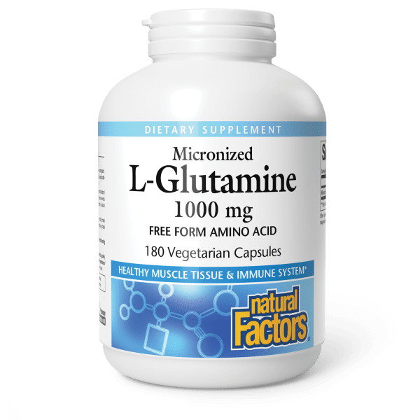 Micronized L-Glutamine 1,000 mg 180 Vegetarian Capsules, image-hi-res