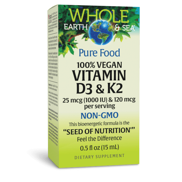 100% Vegan Vitamin D3 & K2 25 mcg & 120 mcg 0.5 oz Liquid, image-hi-res