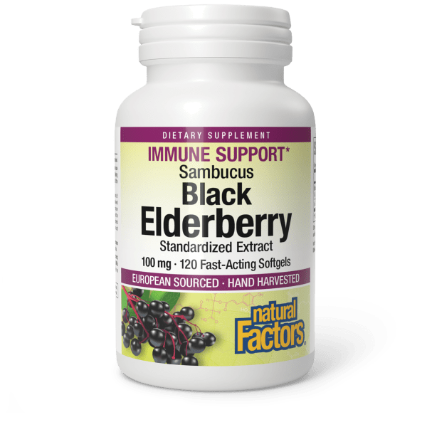 Sambucus Black Elderberry Standardized Extract 100 mg 120 Softgels, image-hi-res