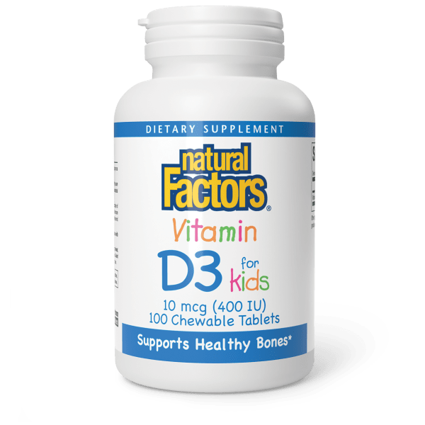 Vitamin D3 for Kids  10 mcg (400 IU)  100 Chewable Tablets Strawberry, image-hi-res