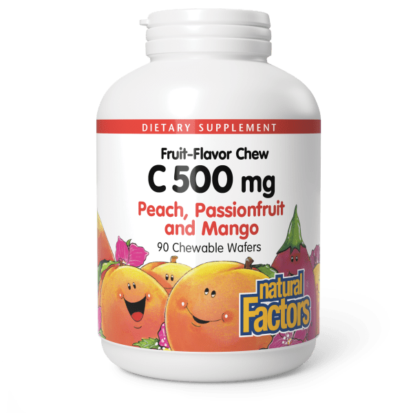Vitamin C Fruit-Flavor Chew  500 mg  90 Chewable Wafers Peach, Passionfruit & Mango, image-hi-res