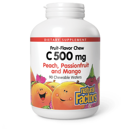 Vitamin C Fruit-Flavor Chew  500 mg  90 Chewable Wafers Peach, Passionfruit & Mango, image-hi-res