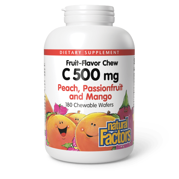 Vitamin C Fruit-Flavor Chew  500 mg  180 Chewable Wafers Peach, Passionfruit & Mango, image-hi-res