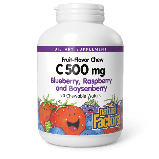 Vitamin C Fruit-Flavor Chew  500 mg  90 Chewable Wafers Blueberry, Raspberry & Boysenberry, image-hi-res