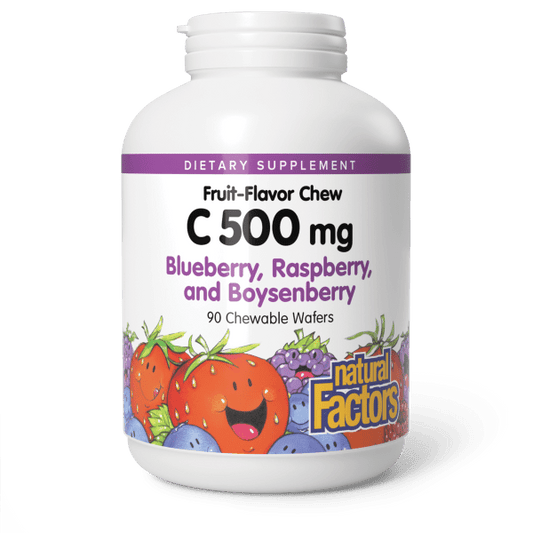 Vitamin C Fruit-Flavor Chew  500 mg  90 Chewable Wafers Blueberry, Raspberry & Boysenberry, image-hi-res