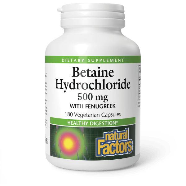 Betaine HCL with Fenugreek  500 mg  180 Vegetarian Capsules, image-hi-res