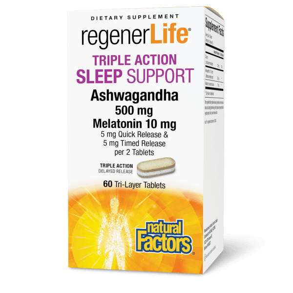 Triple Action Sleep Support Ashwagandha 500 mg Melatonin 10 mg   60 Tri-Layer Tablets, image-hi-res