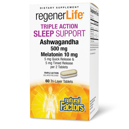 Triple Action Sleep Support Ashwagandha 500 mg Melatonin 10 mg   60 Tri-Layer Tablets, image-hi-res