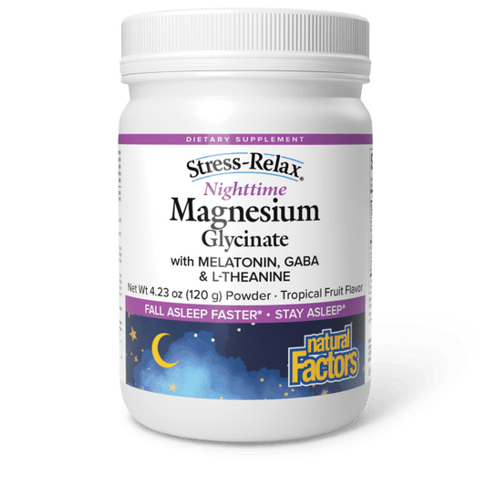 Stress-Relax Nighttime Magnesium Glycinate   4.23 oz Powder Tropical, image-hi-res