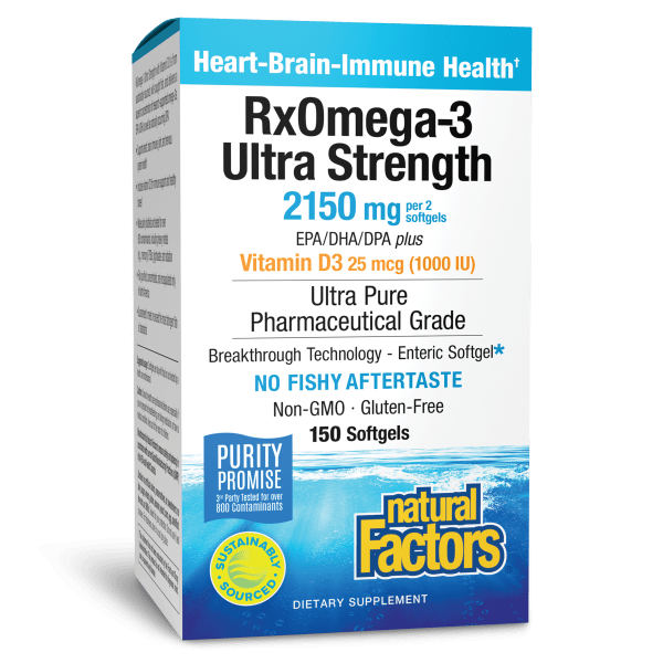 Ultra Strength One-per-Day RxOmega-3 with Vitamin D3 Enteripure®  2150 mg per 2 softgels  150 Enteripure® Softgels, image-hi-res