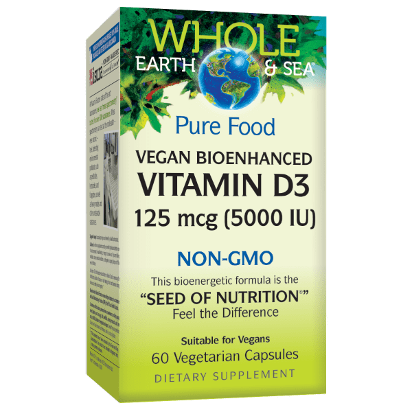 Vegan Bioenhanced Vitamin D3  125 mcg (5,000 IU)  60 Vegetarian Capsules, image-hi-res