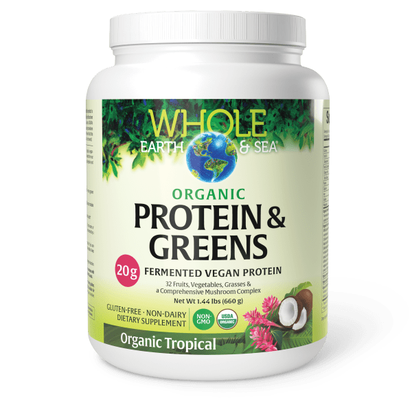 Organic Protein & Greens Tropical   23.3 oz Powder Tropical, image-hi-res