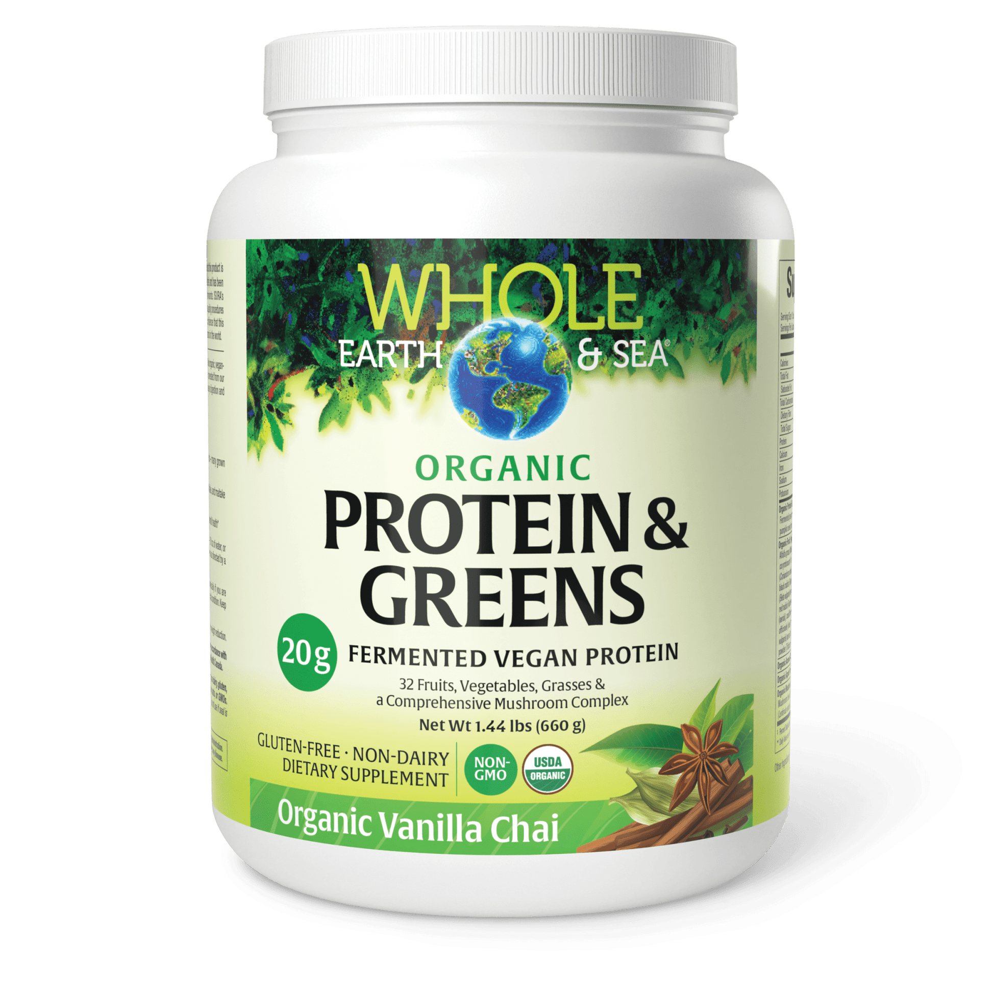 Organic Protein & Greens Vanilla Chai for Whole Earth & Sea® |variant|hi-res|35540U