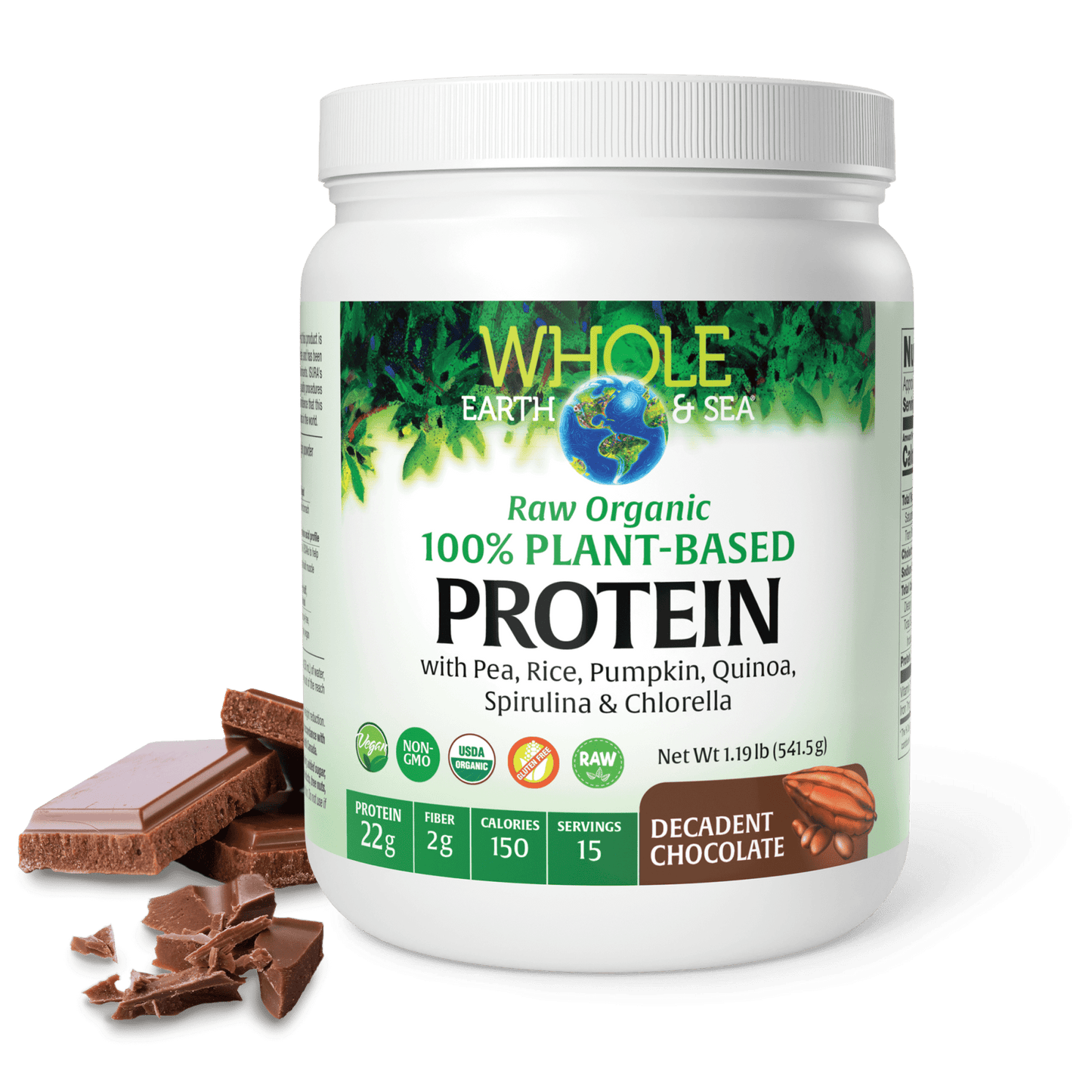 Raw Organic 100% Plant-Based Protein Chocolate for Whole Earth & Sea® |variant|hi-res|35564U