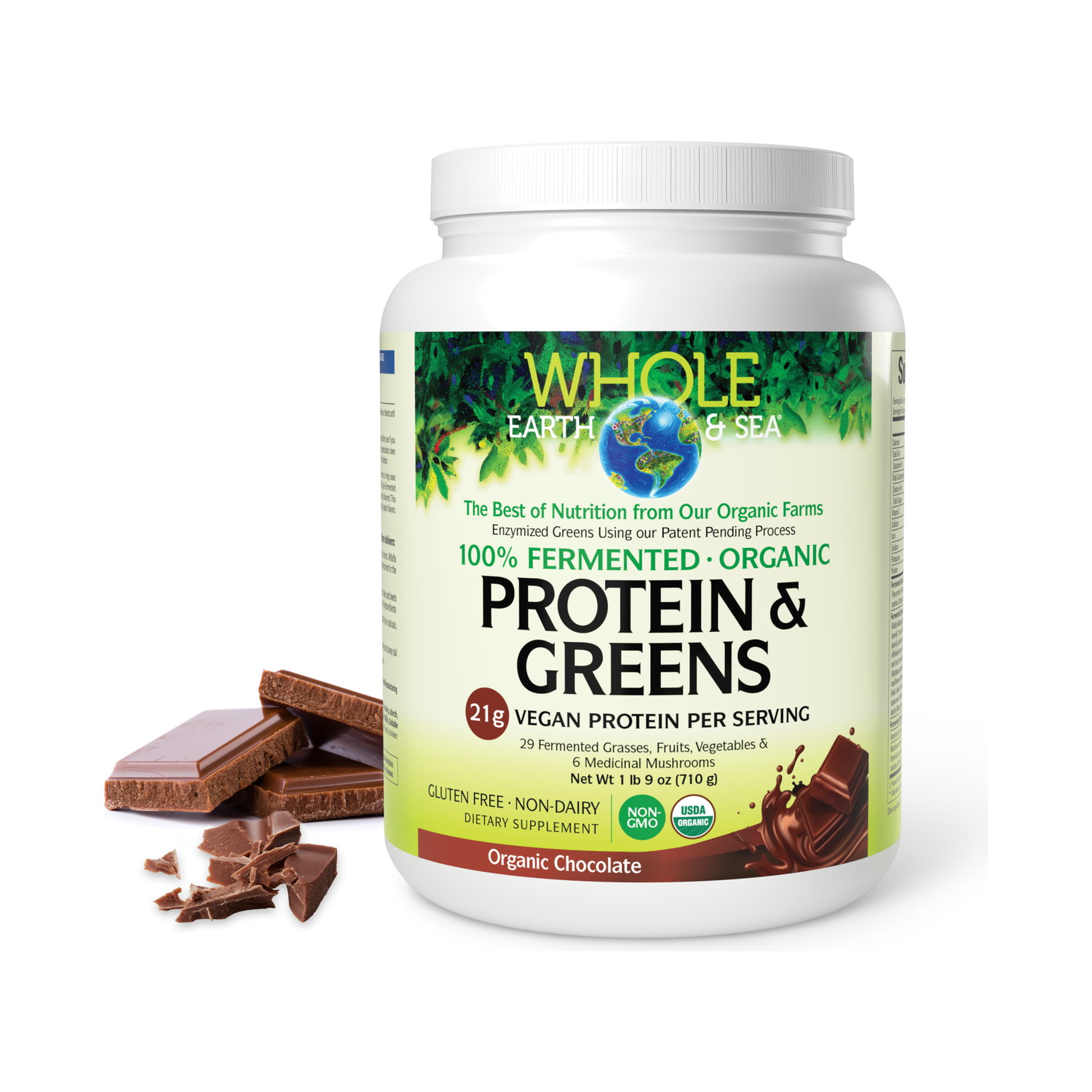 100% Fermented Organic Protein & Greens Chocolate for Whole Earth & Sea® |variant|hi-res|35535U