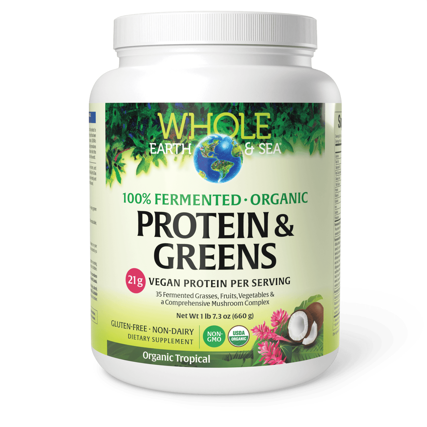 100% Fermented Organic Protein & Greens Tropical for Whole Earth & Sea® |variant|hi-res|35523U