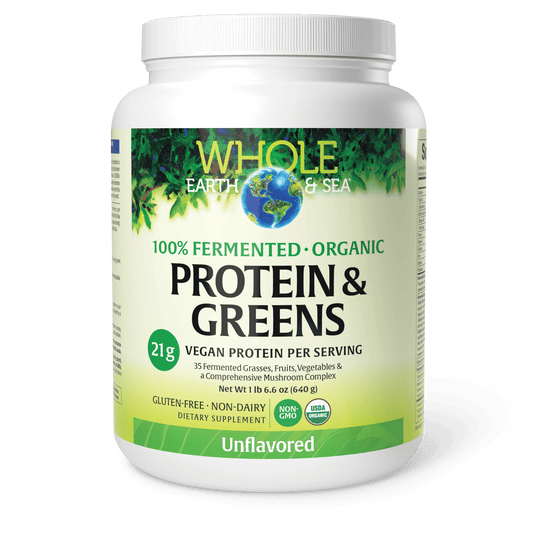 100% Fermented Organic Protein & Greens Unflavored for Whole Earth & Sea® |variant|hi-res|35541U