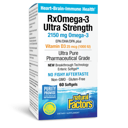 Ultra Strength One-per-Day RxOmega-3 with Vitamin D3 Enteripure® for Natural Factors |variant|hi-res|35489U