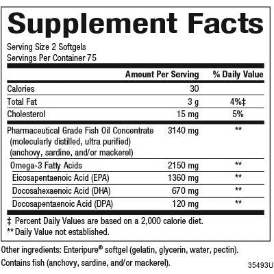 RxOmega-3 Ultra Strength 2,150 mg EPA/DHA/DPA Enteripure® for Natural Factors |variant|hi-res|35493U