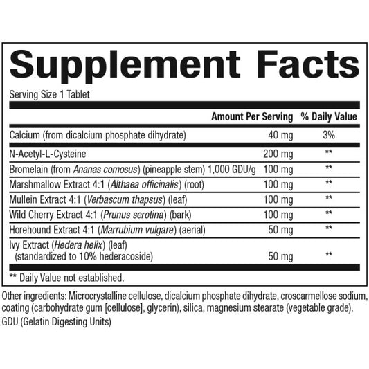 Lung, Bronchial & Sinus Health   90 Tablets, image-supplement-facts