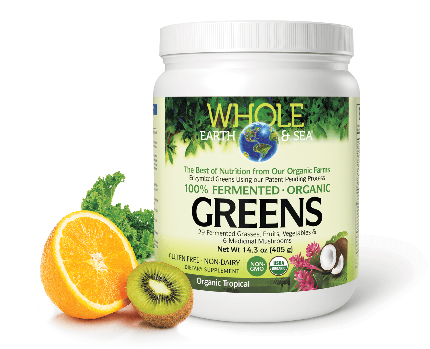 100% Fermented Organic Greens Tropical for Whole Earth & Sea® |variant|hi-res|35525U