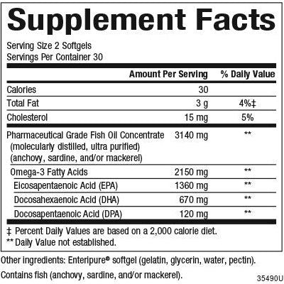 RxOmega-3 Ultra Strength 2,150 mg EPA/DHA/DPA Enteripure® for Natural Factors |variant|hi-res|35490U