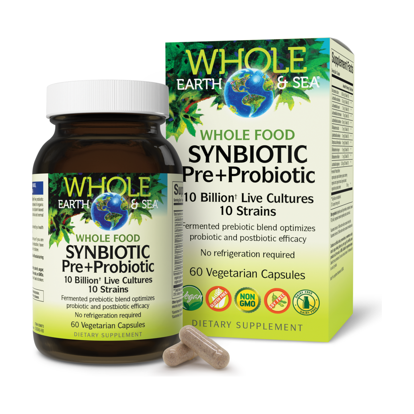 Whole Food Synbiotic Pre+Probiotic 10 Billion for Whole Earth & Sea® |variant|hi-res|35556U