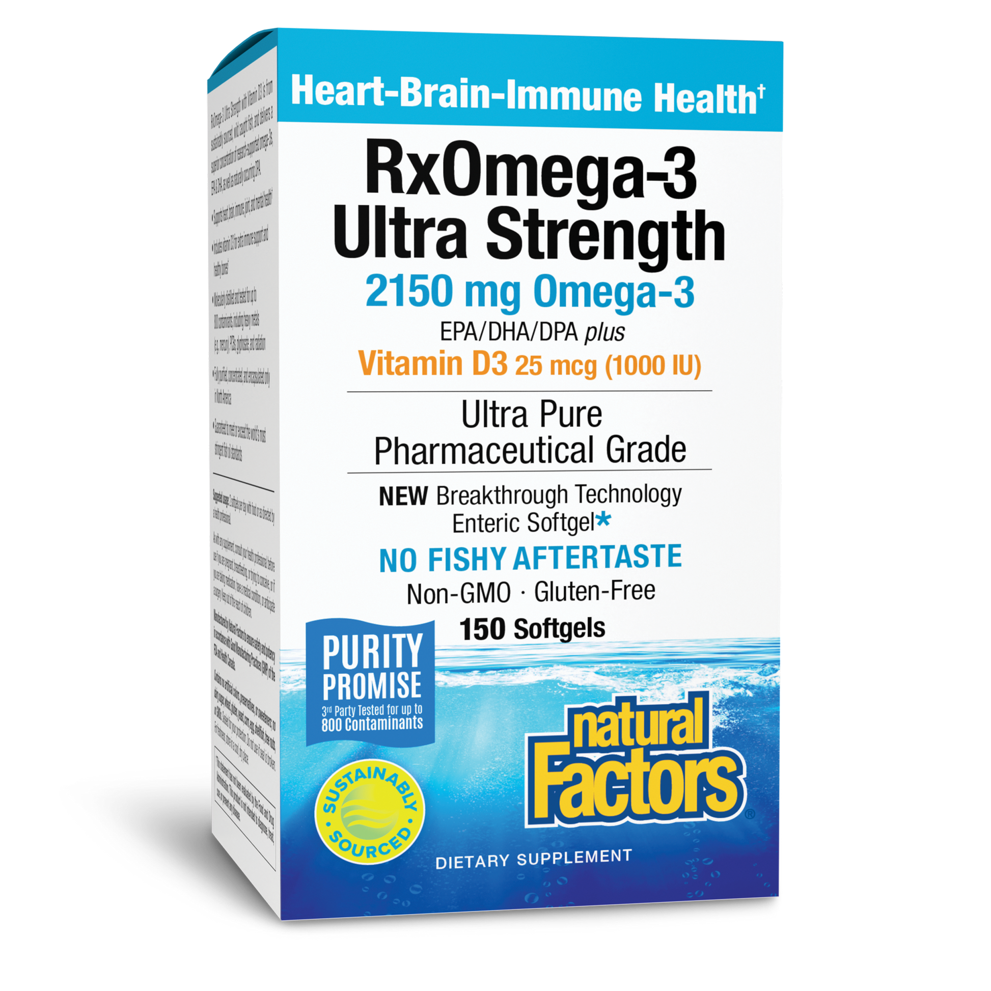 Ultra Strength One-per-Day RxOmega-3 with Vitamin D3 Enteripure® for Natural Factors |variant|hi-res|35492U
