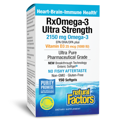 Ultra Strength One-per-Day RxOmega-3 with Vitamin D3 Enteripure® for Natural Factors |variant|hi-res|35492U