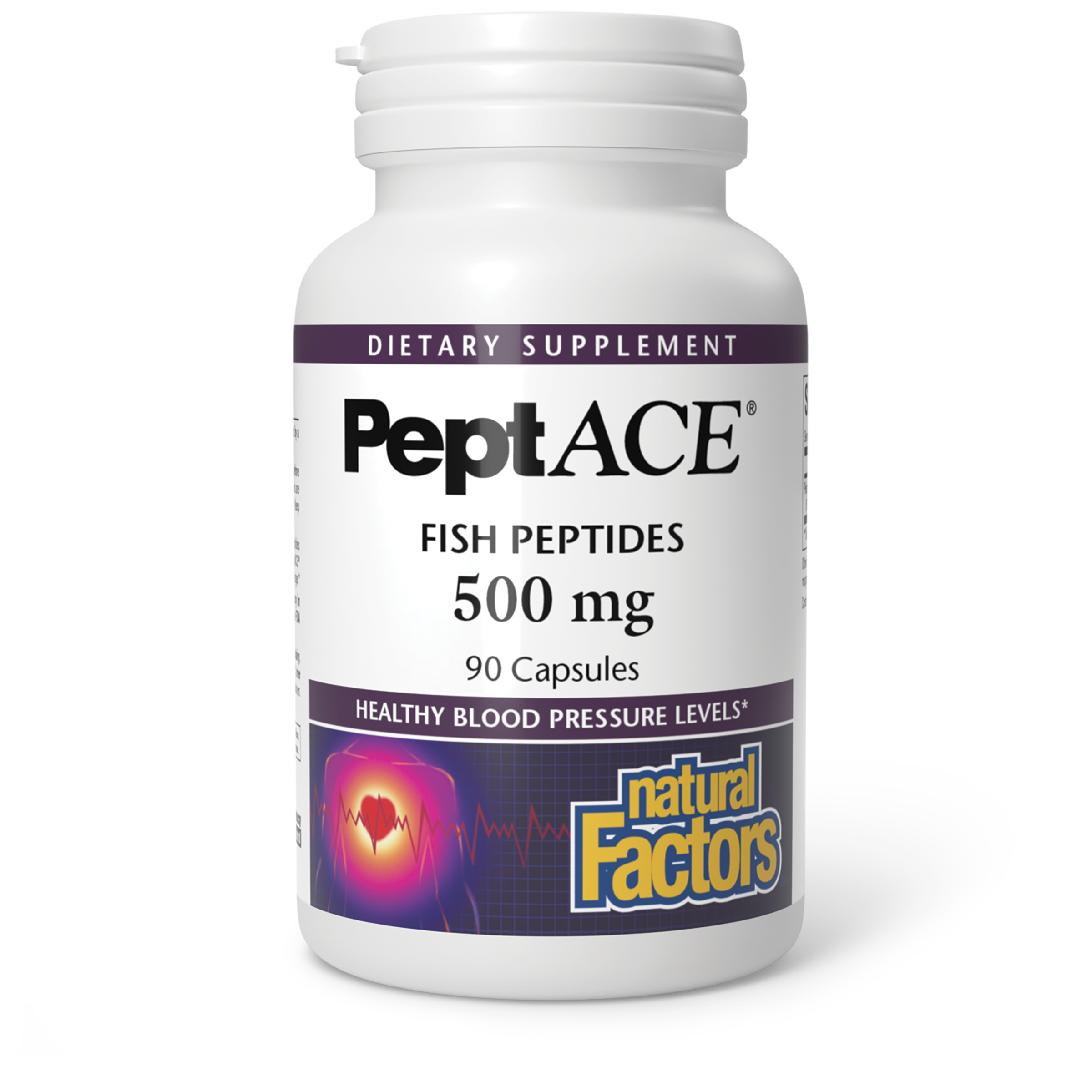 NATURAL FACTORS社 PeptACE フィッシュ ペプチド (500mg) 90カプセル-